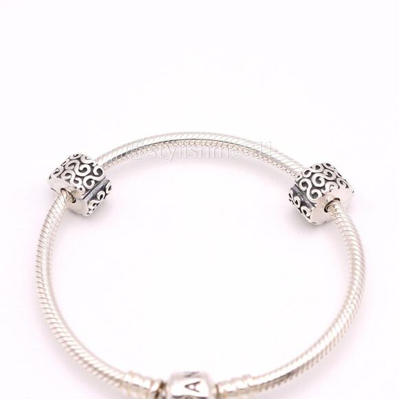 Two Authentic PANDORA Silver Swirls Clips Charms - 790338 - Picture 8 of 11